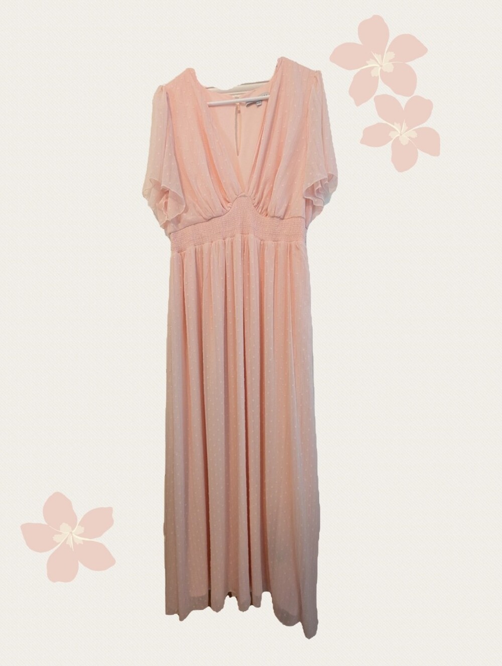 Baltic Born Weslie Shimmer Dot Soft Pink Maxi Dress, Size XXXL